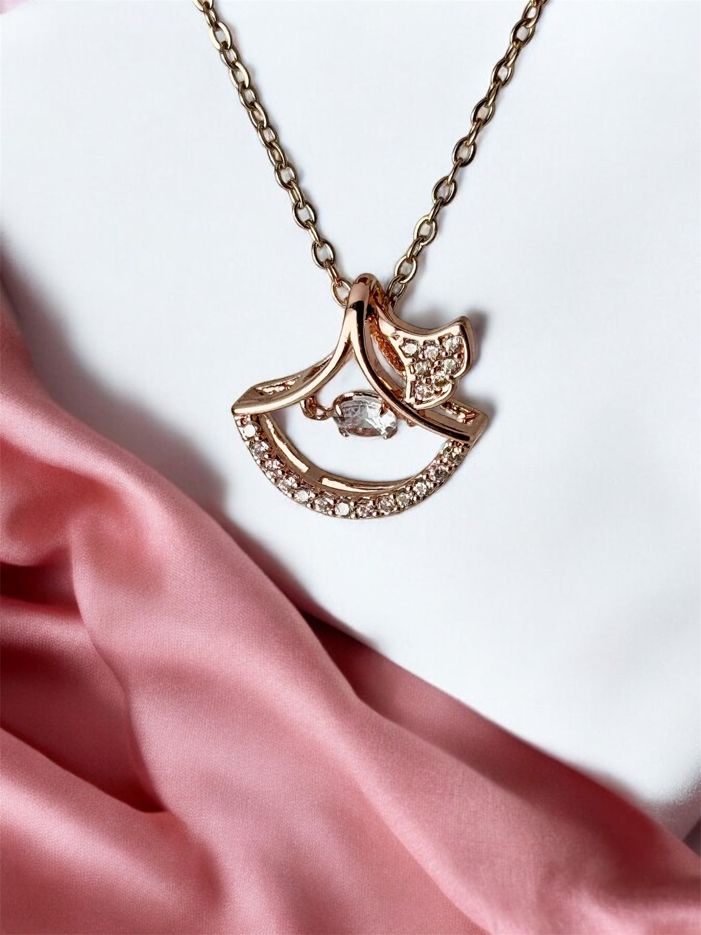 Leaf Shaped Rose Gold Platted Anti Tarnish Premium Necklace