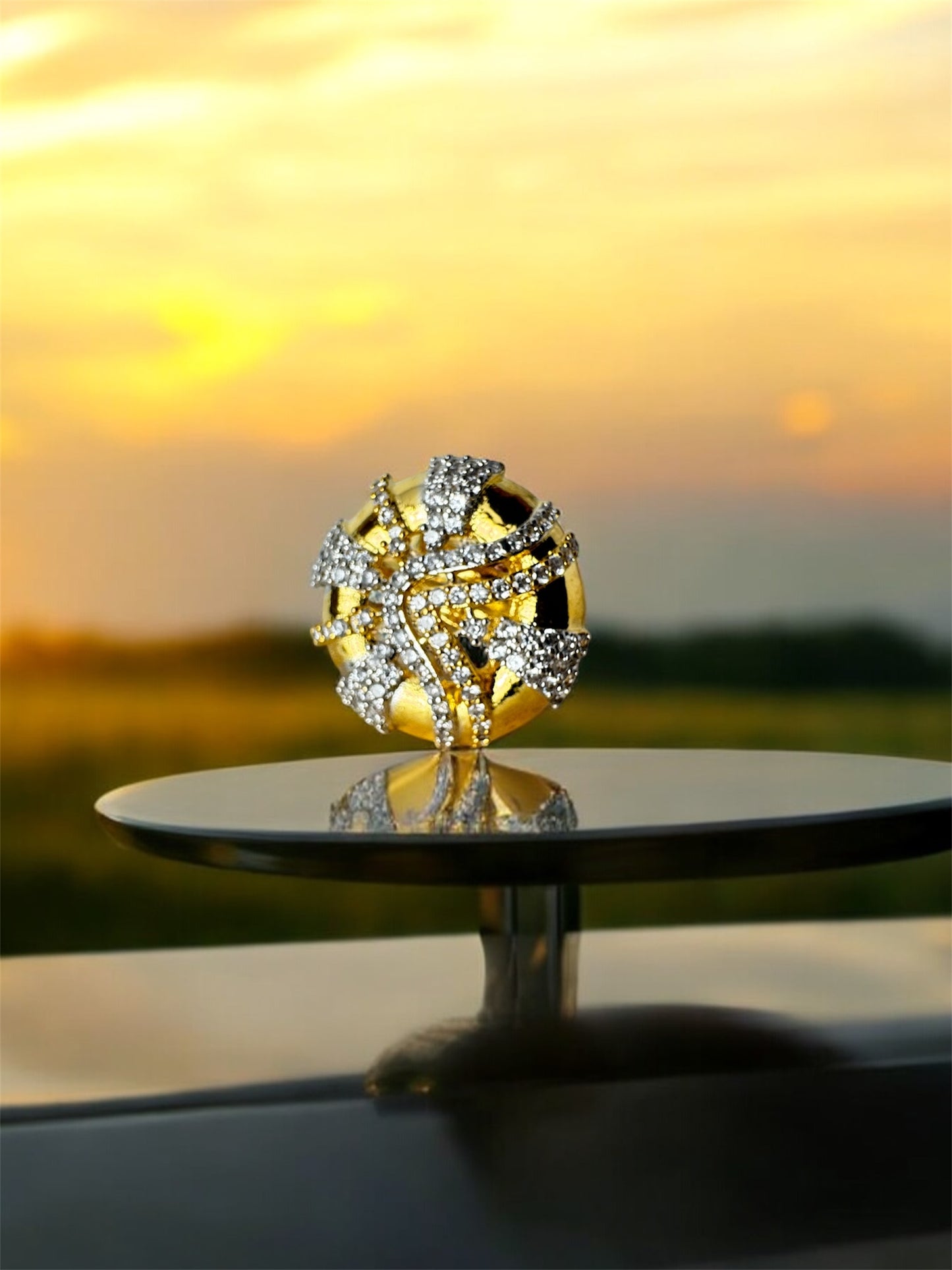 Premium Gold Plated Dazzling American Diamond Studded Fancy Adjustable Finger Ring for Women