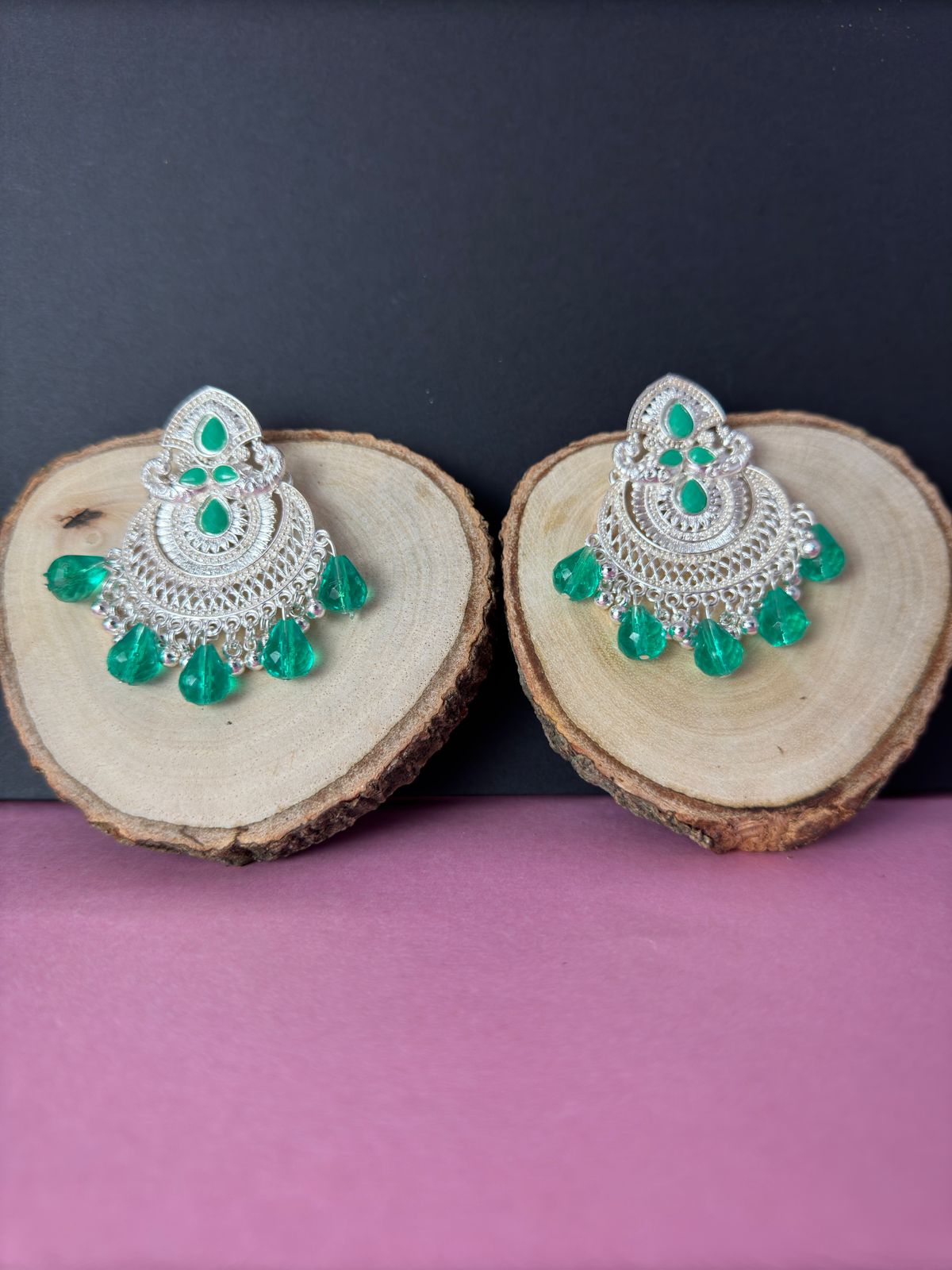 Vrindaluxe Rhodium Plated Contemporary Chandbalis Earrings for Women