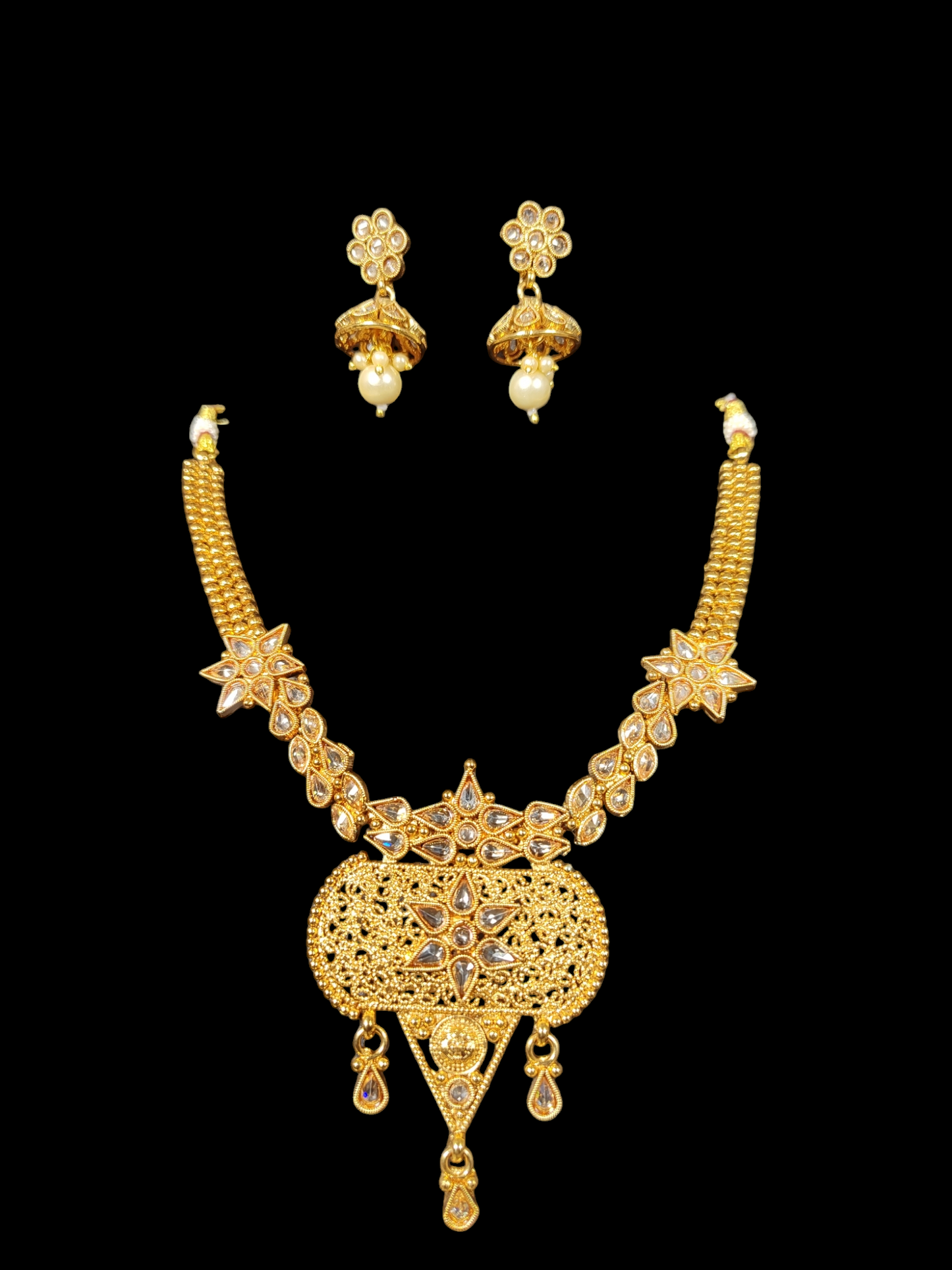 Yellow Chimes Gold-Plated Stone-Studded & Beaded Jewellery Set