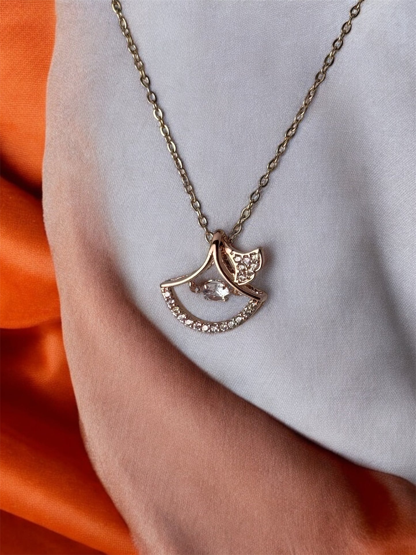 Leaf Shaped Rose Gold Platted Anti Tarnish Premium Necklace