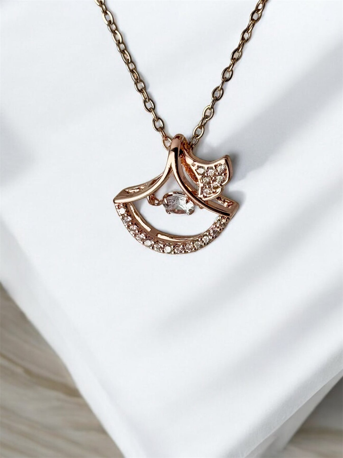 Leaf Shaped Rose Gold Platted Anti Tarnish Premium Necklace