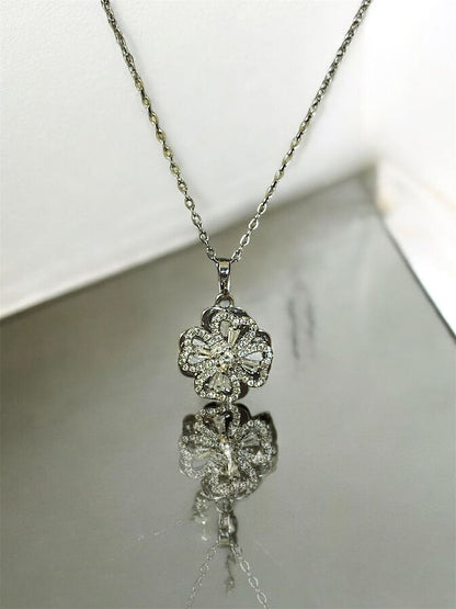 Silver Plated Rotating Spinning Pendant Chain For Women Girls